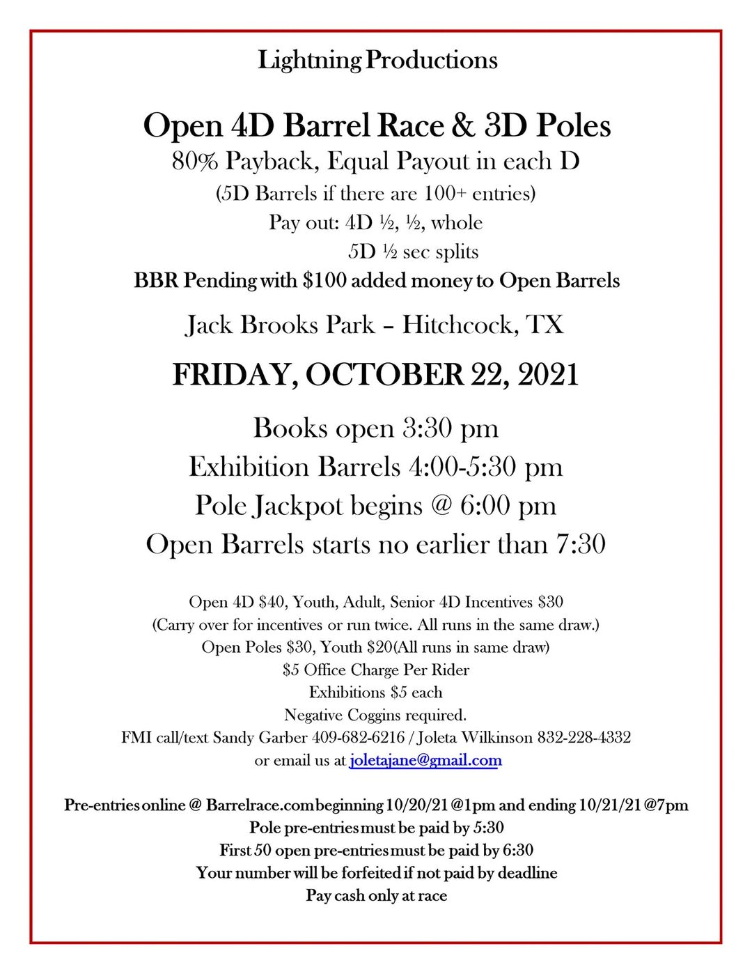 Open 4D Barrel Race & 3D Poles