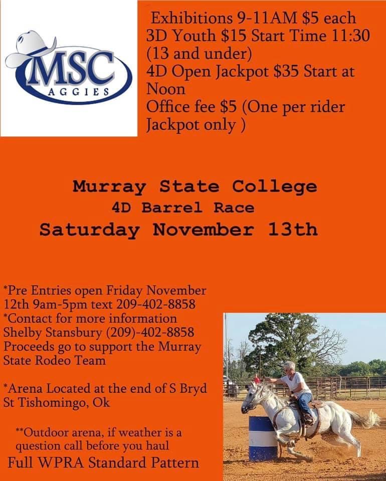 Murray State College 4D Barrel Race