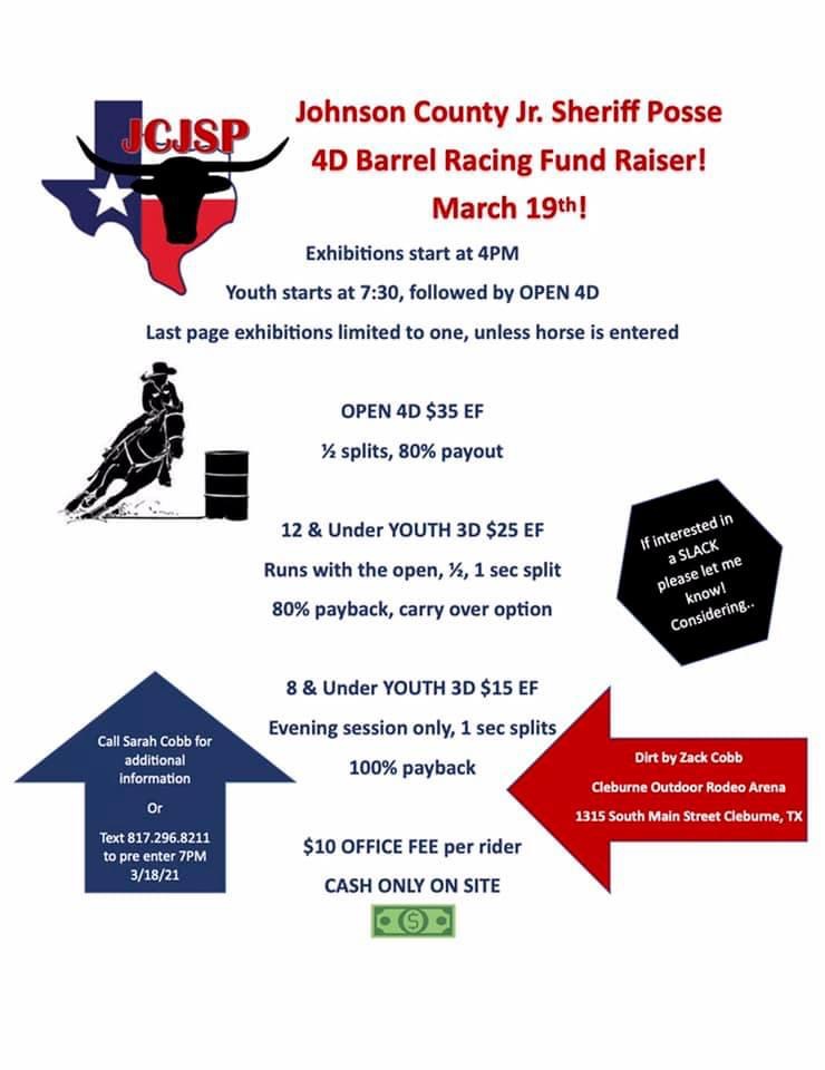 Johnson County Jr Sheriff Posse 4D Barrel Racing Fundraiser!