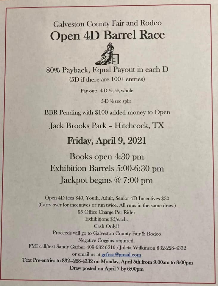Galveston County Fair and Rodeo Open 4D Barrel Race 