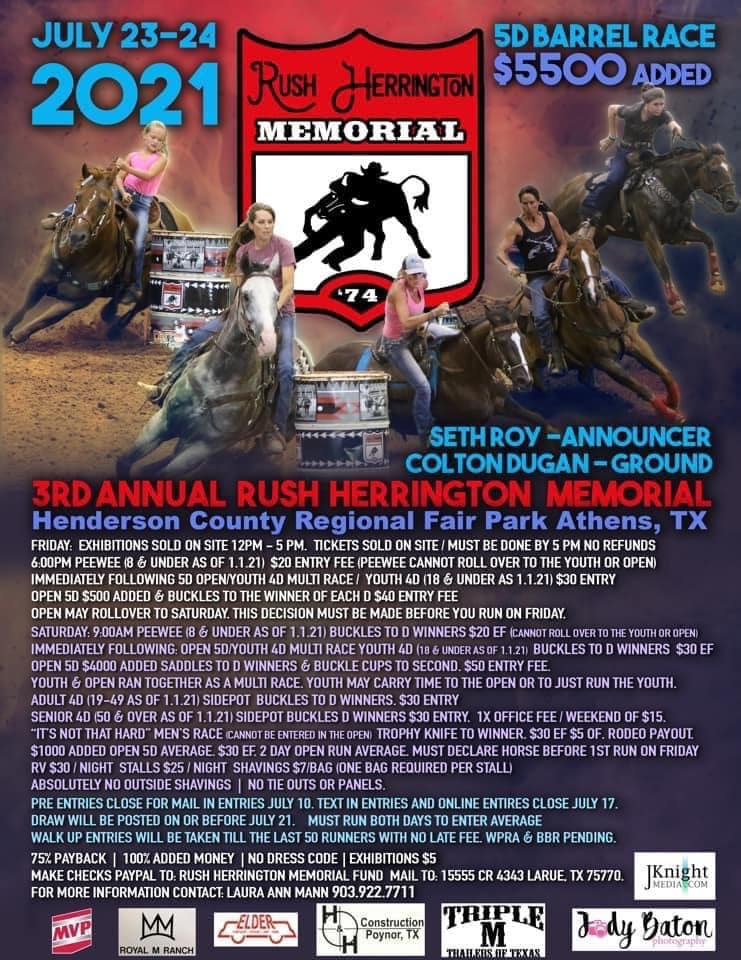 3rd Annual Rush Herrington Memorial 5D Barrel Race