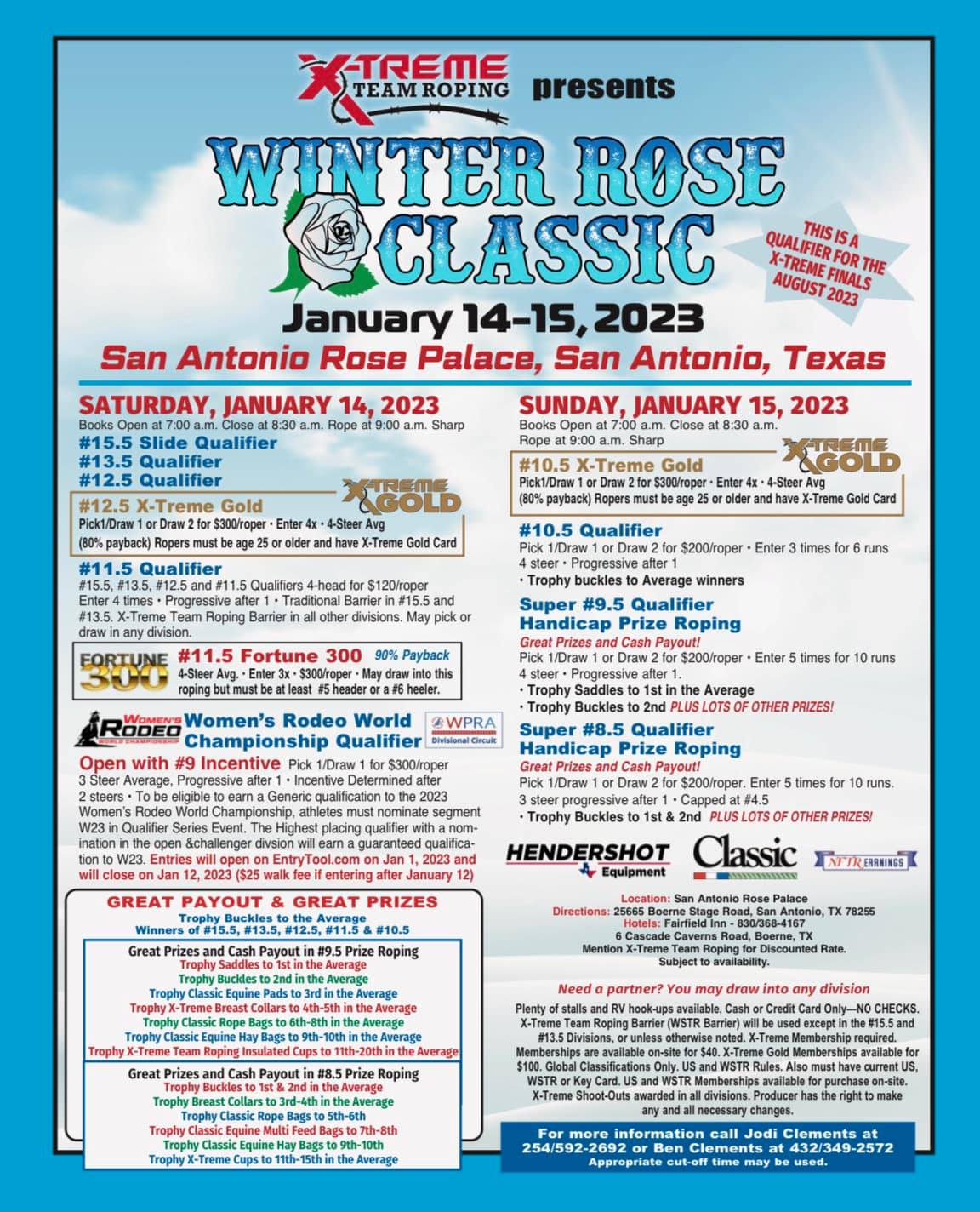 Winter Rose Classic - WCRA/WPRA All Girl on Saturday! Mark your calendars!