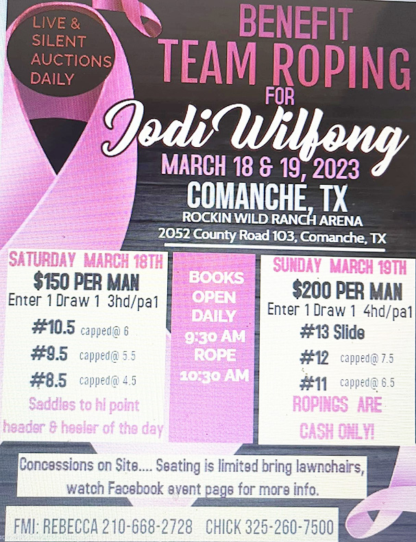 Benefit Team Roping For Jodi Wilfong