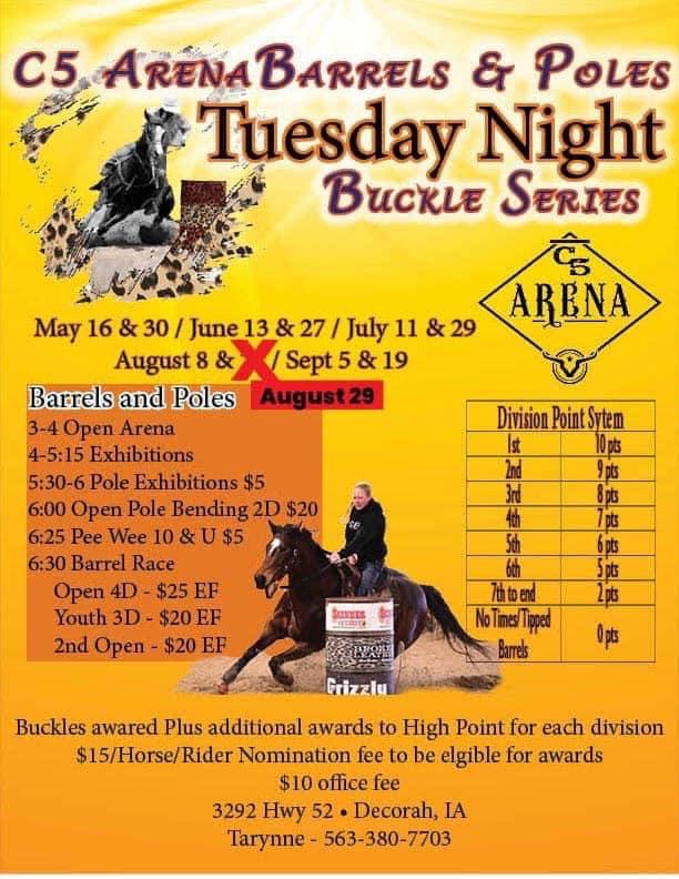 C5 Arena Barrels & Poles Tuesday Night Buckle Series
