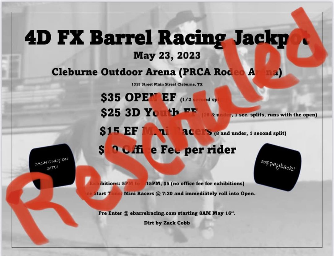 POSTPONED!  Click for details.  FX Barrel Racing Jackpot