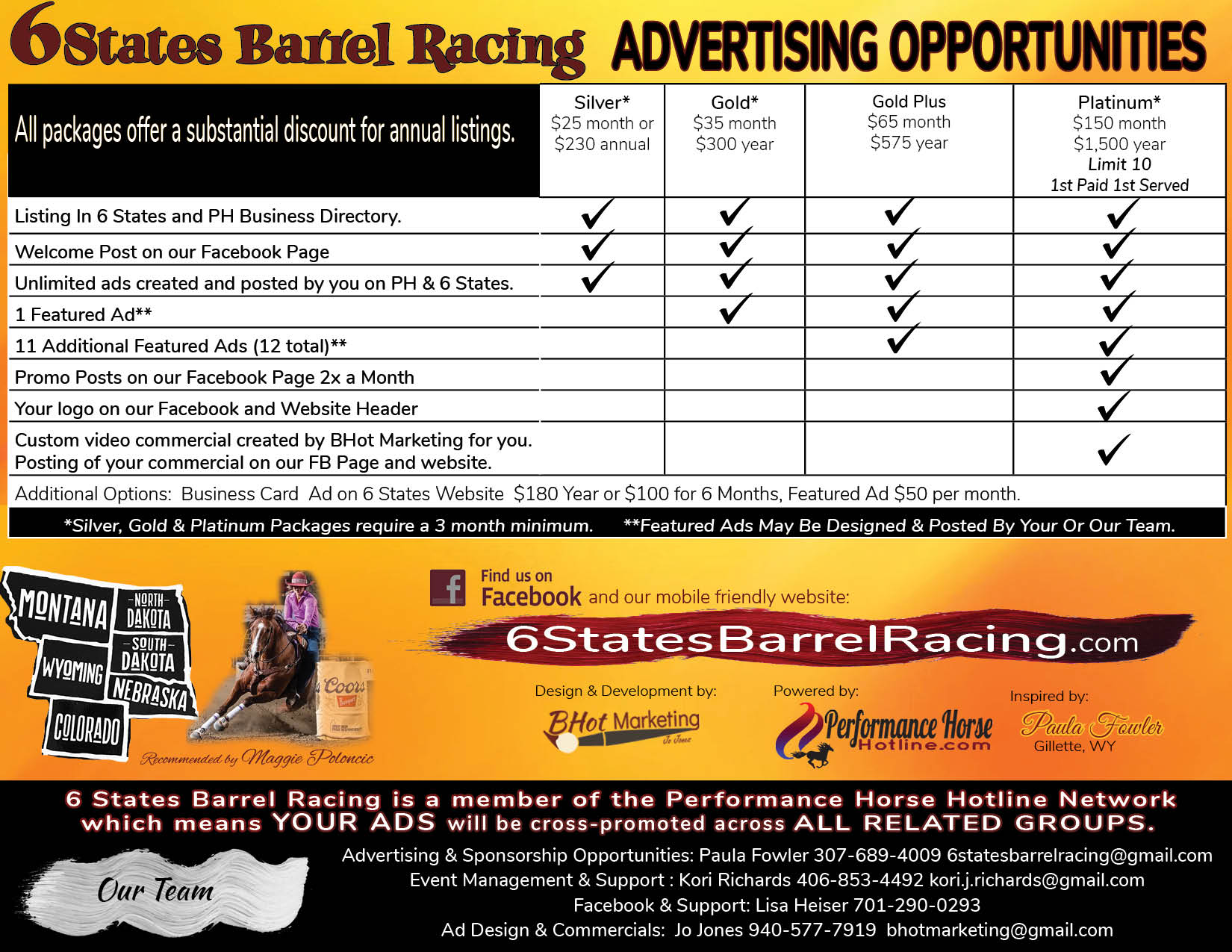 6 States Barrel Racing Advertising Opportunities